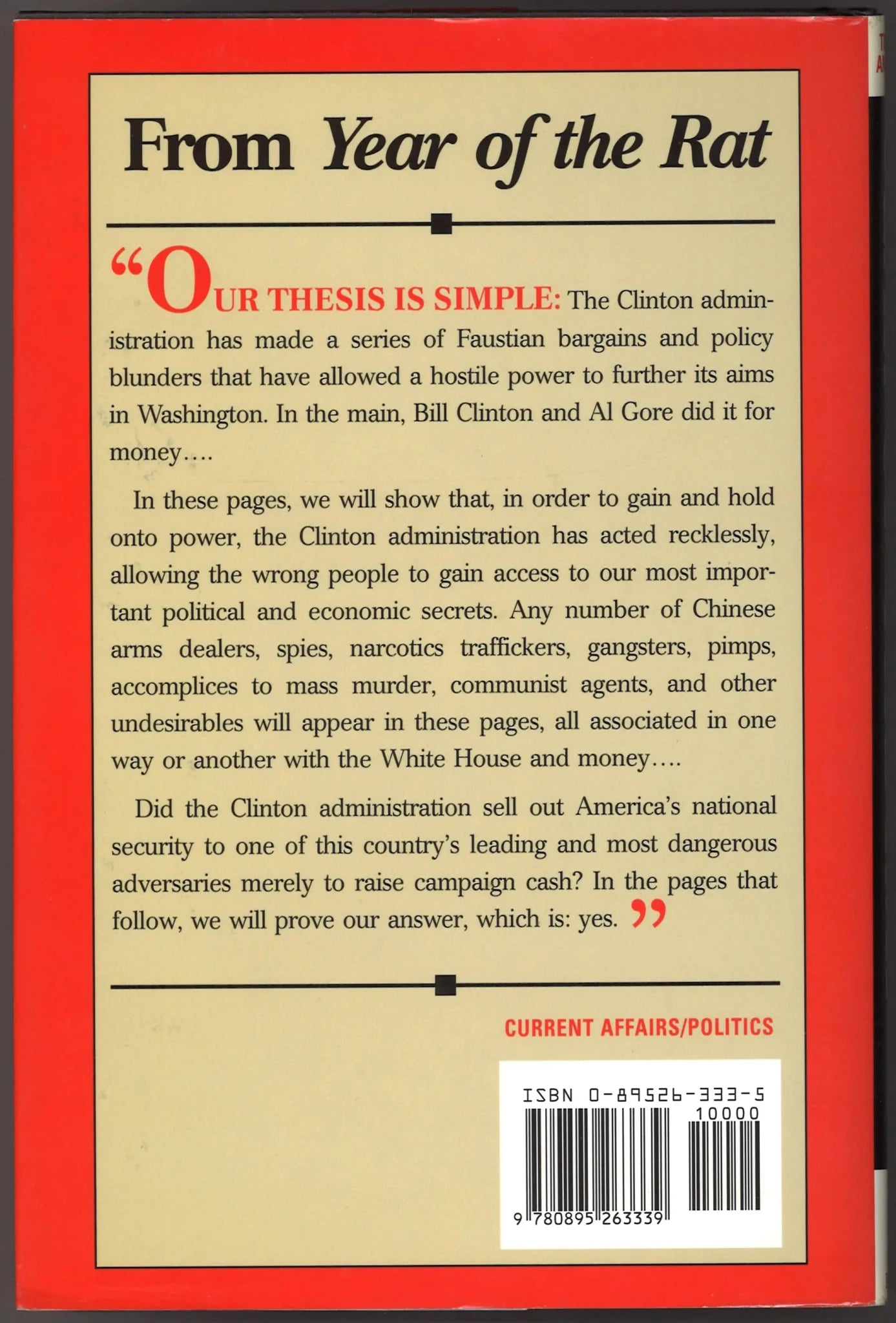 Year of the Rat: How Bill Clinton Compromised U.S. Security for Chinese Cash - The Bookstore