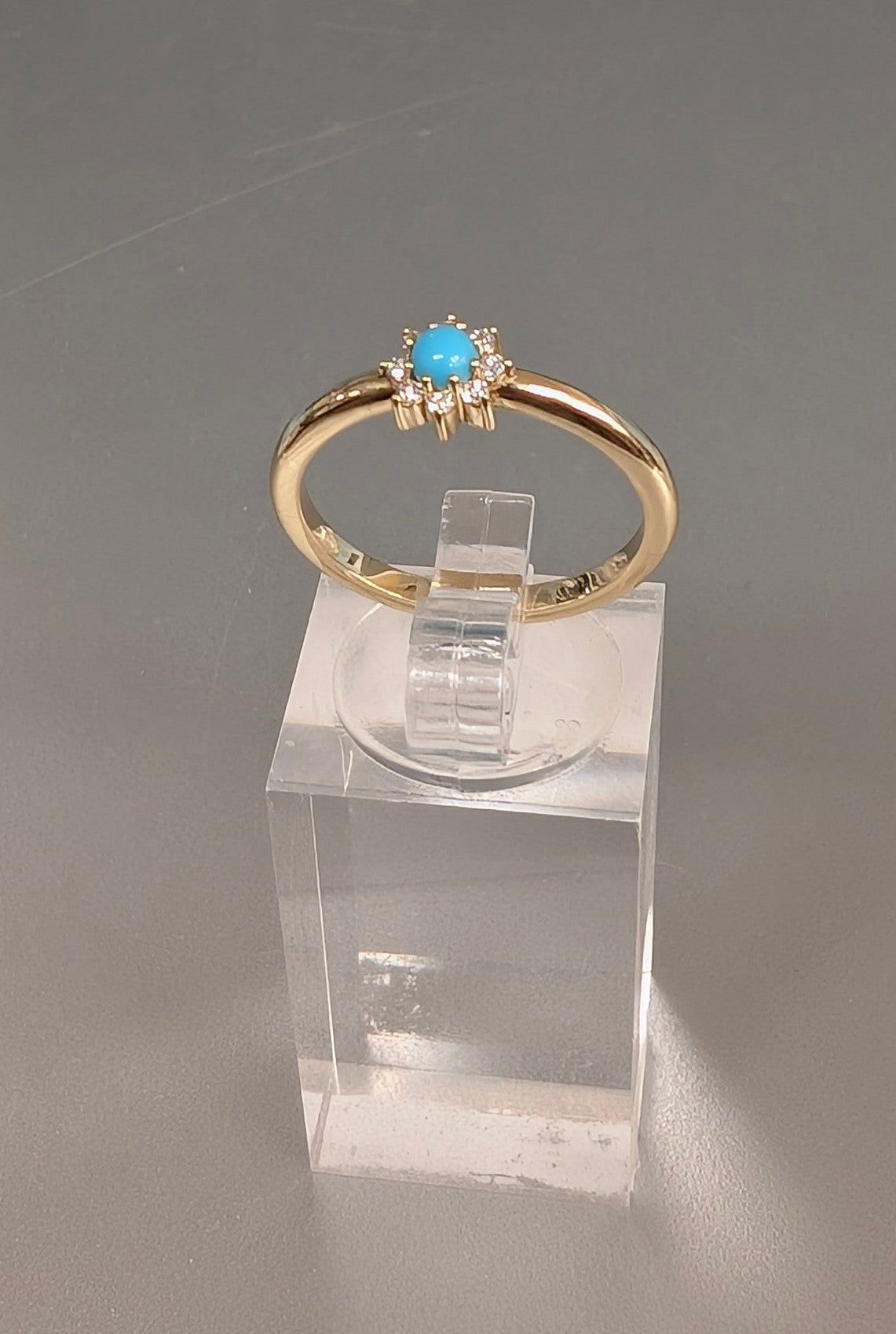 14K Gold Natural Turquoise &  Diamond Ring--Size 7 Stuller