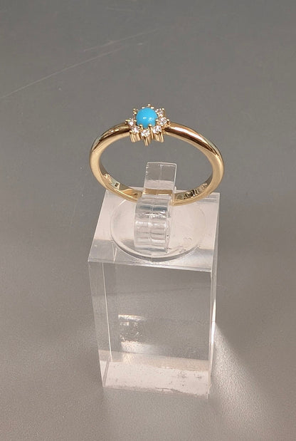 14K Gold Natural Turquoise &  Diamond Ring--Size 7 Stuller