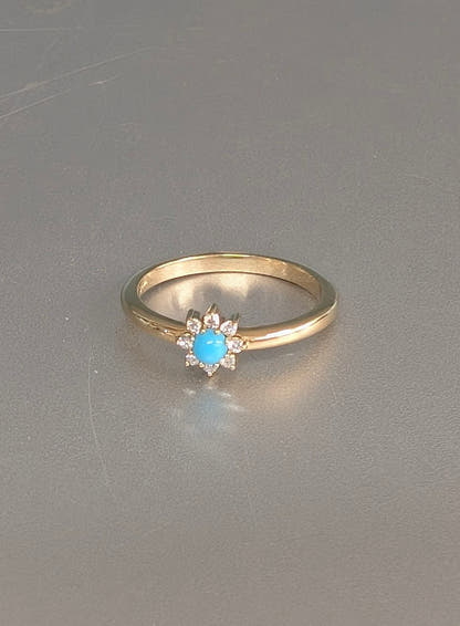 14K Gold Natural Turquoise &  Diamond Ring--Size 7 Stuller