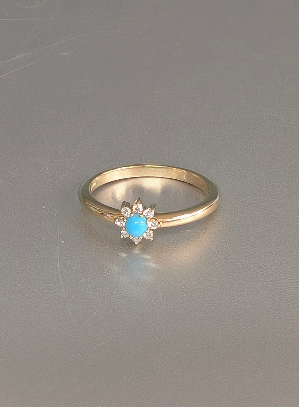 14K Gold Natural Turquoise &  Diamond Ring--Size 7 Stuller