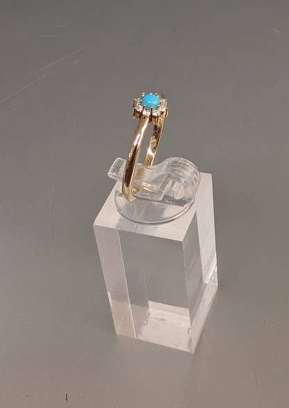 14K Gold Natural Turquoise &  Diamond Ring--Size 7 Stuller