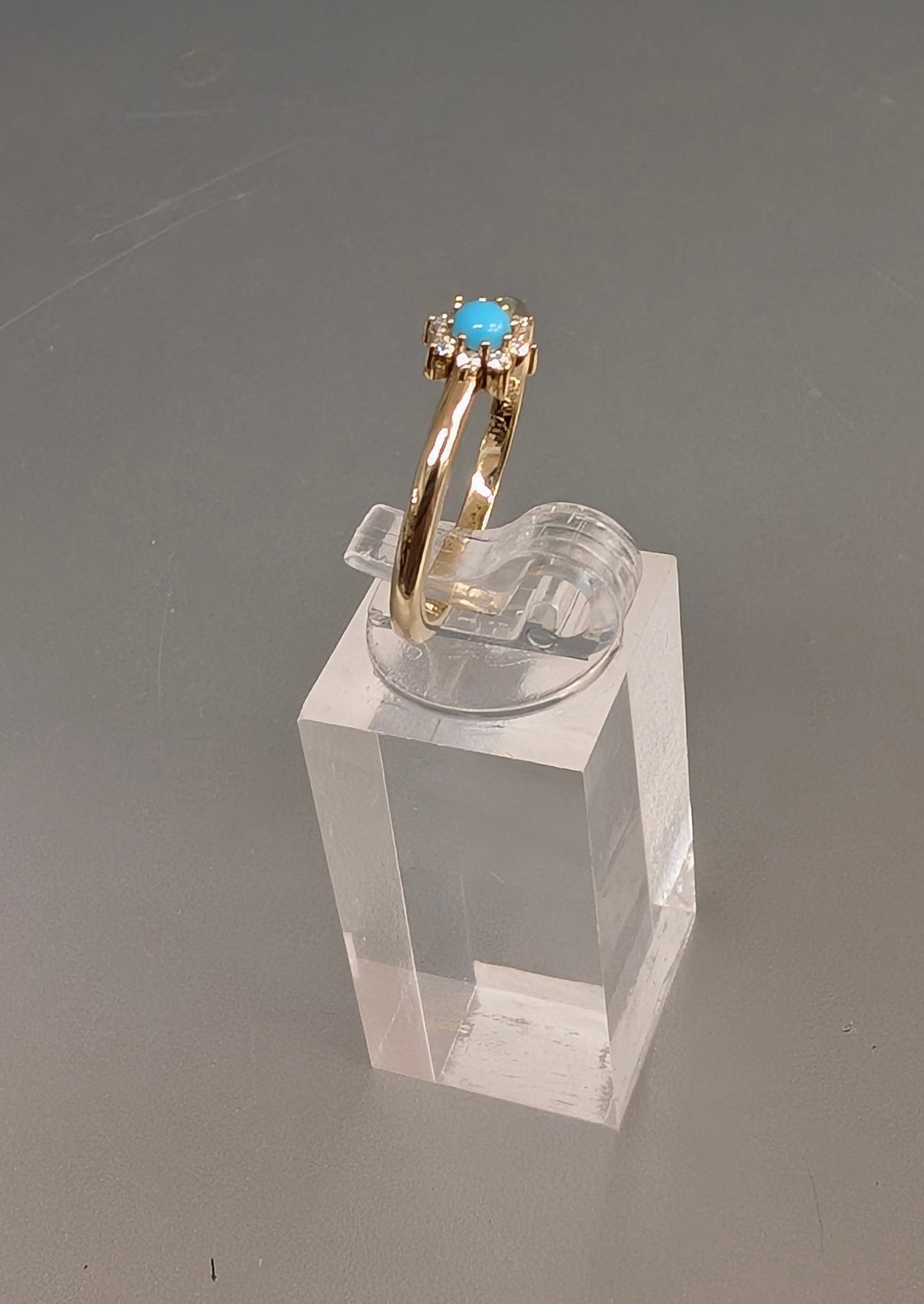 14K Gold Natural Turquoise &  Diamond Ring--Size 7 Stuller
