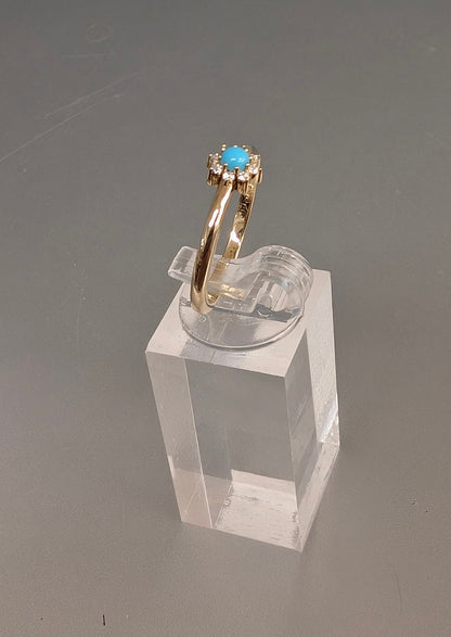 14K Gold Natural Turquoise &  Diamond Ring--Size 7 Stuller