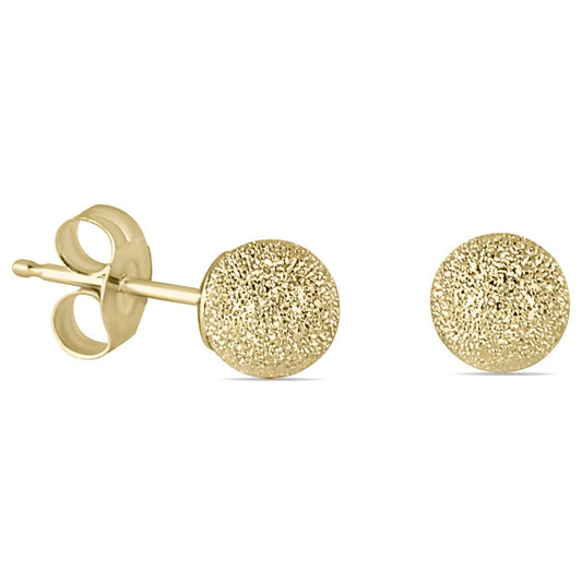 14K Yellow Gold 4mm Laser Cut Ball Stud Earrings - The Bookstore