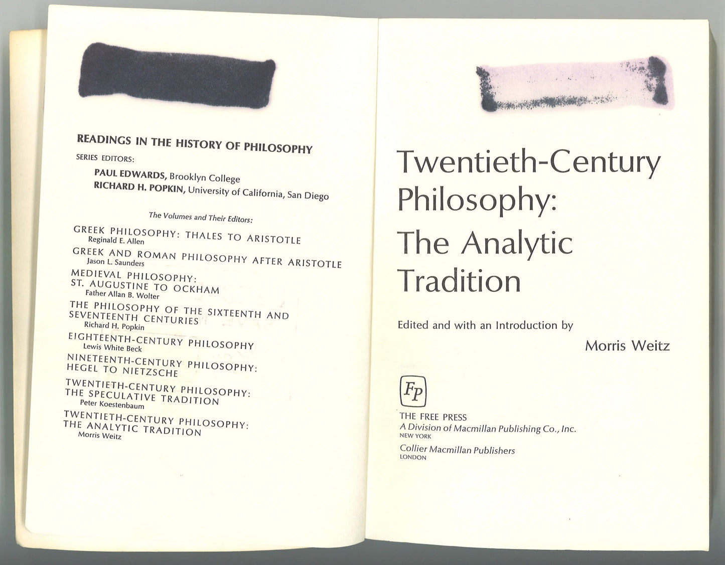 20th Century Philosophy: The Analytic Tradition Morris Weitz