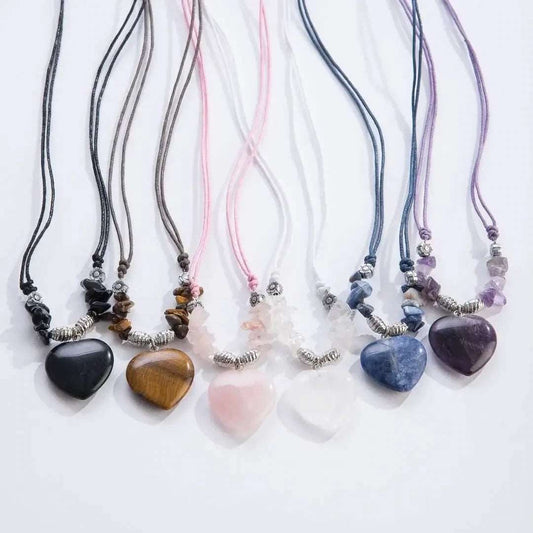 genuine heart-shaped stone necklaces