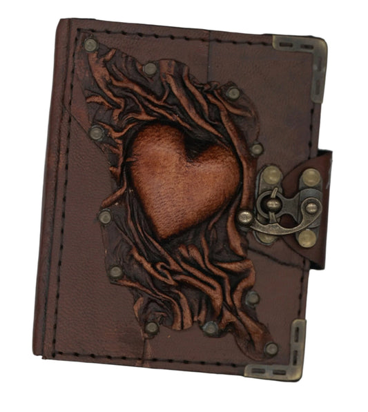 3D Heart Mini Leather Journal - The Bookstore