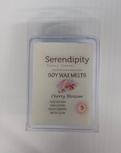 Serendipity Soy Wax Melts packaging with cherry blossom design on a white background