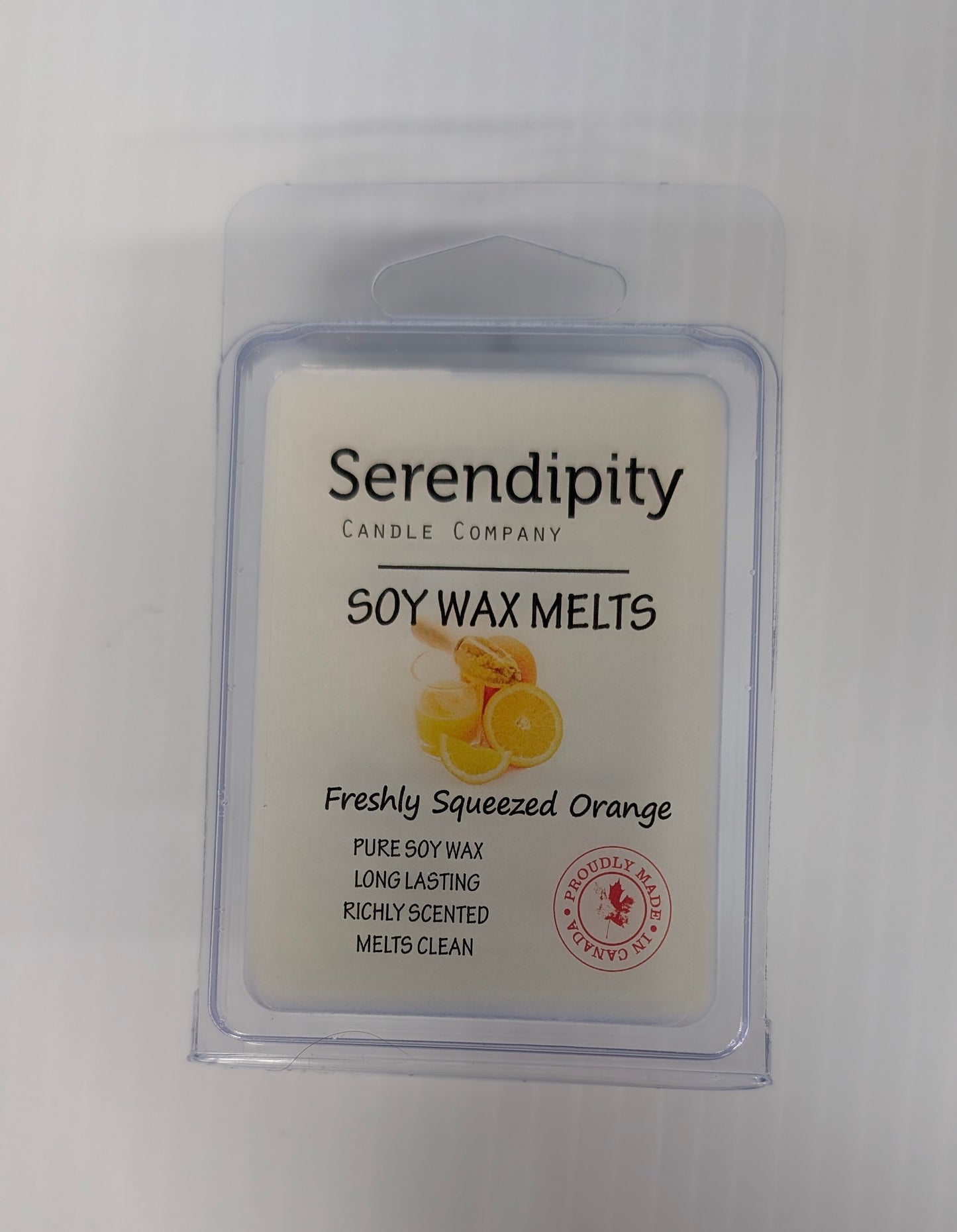Serendipity Candle Company soy wax melts packaging on a white background