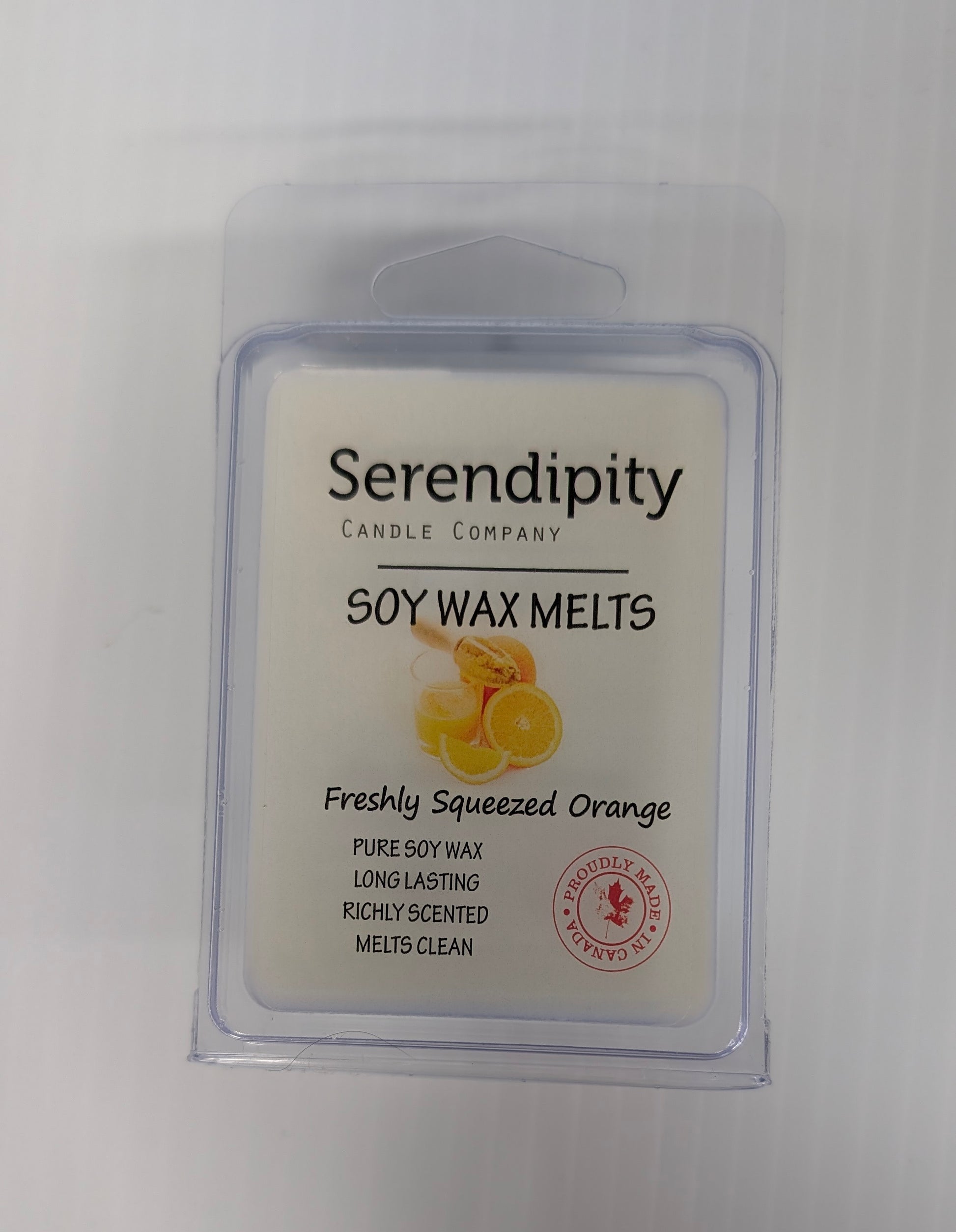 Serendipity Candle Company soy wax melts packaging on a white background