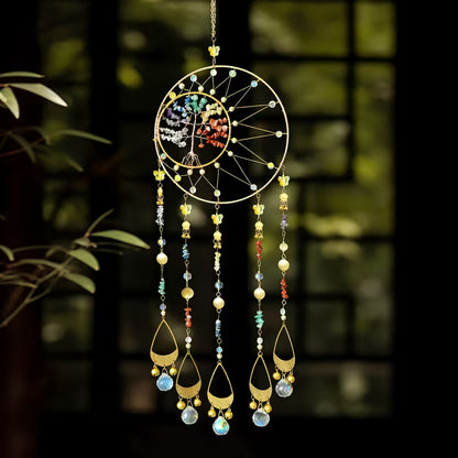Natural Stone Tree of Life Crystal Moon Sun Catcher
