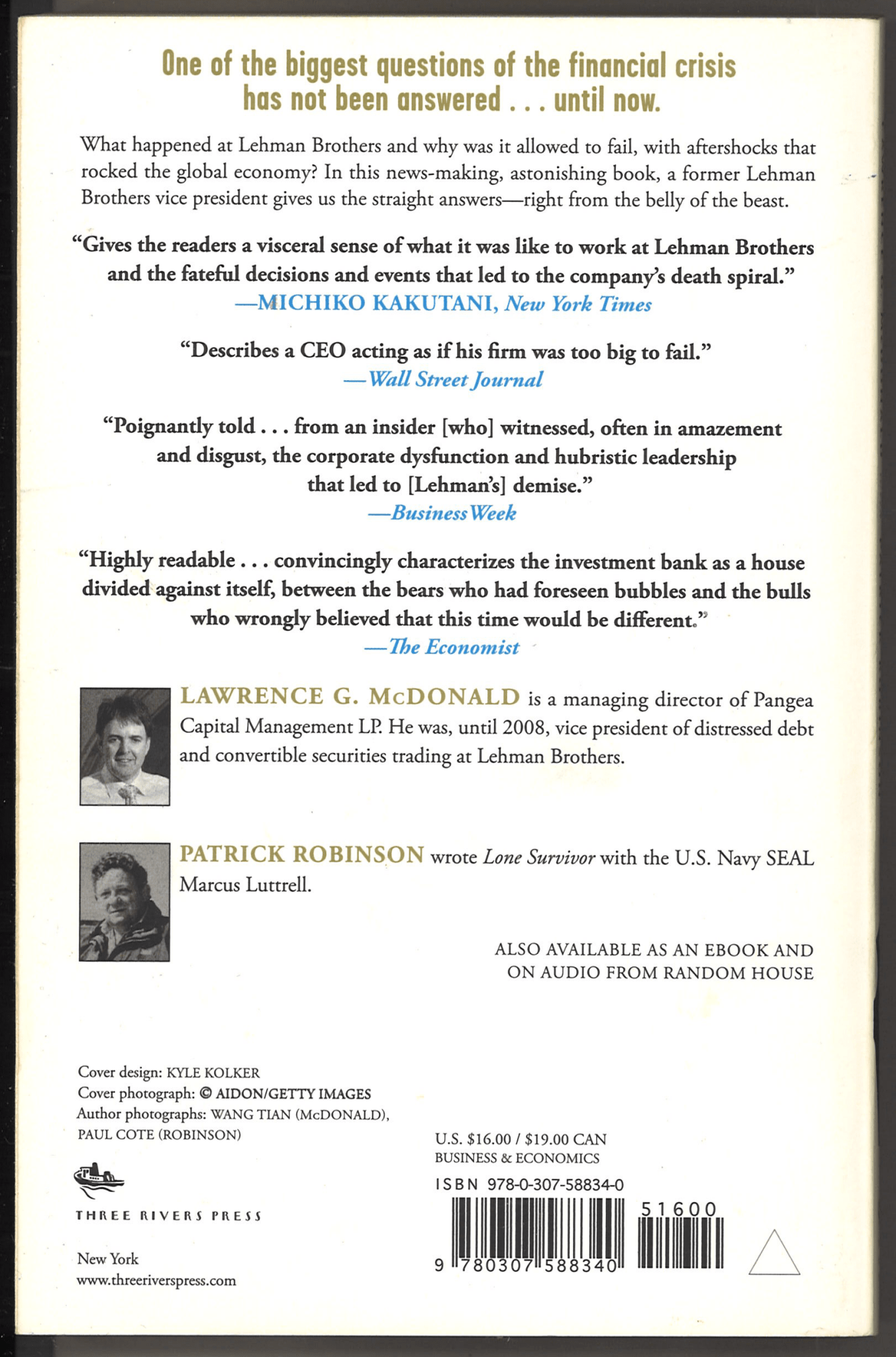 A Colossal Failure of Common Sense: The Inside Story of the Collapse of Lehman Brothers - The Bookstore