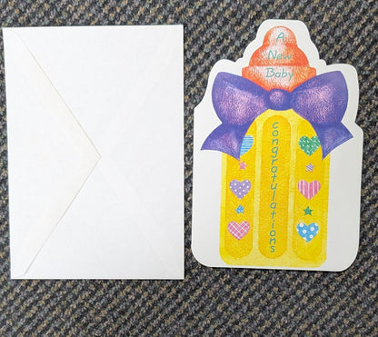 A New Baby Greeting Card - Baby Bottle Shape - The Bookstore