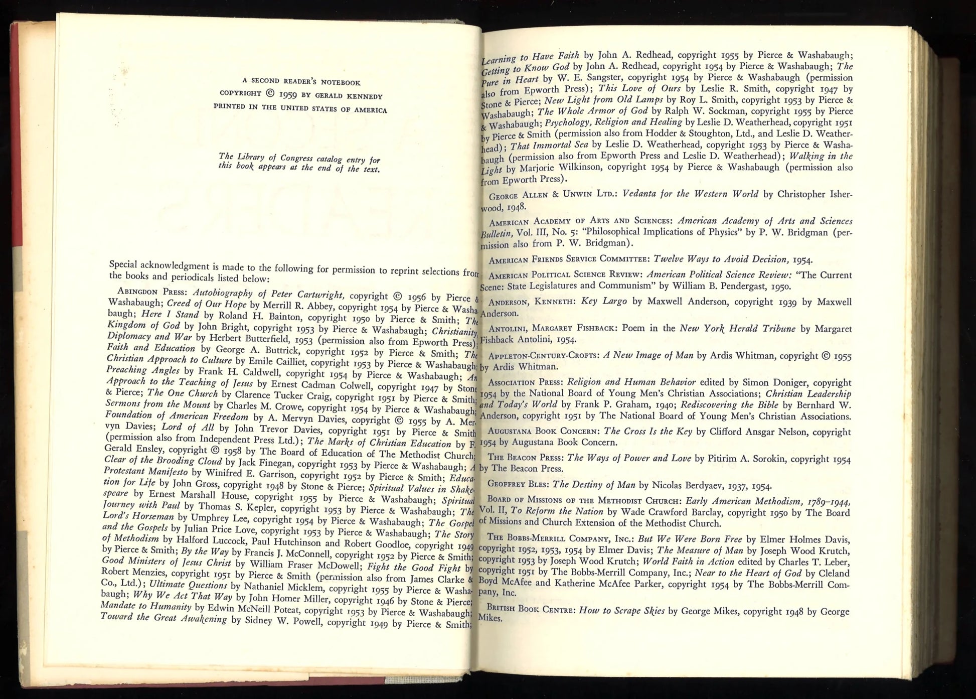 A Second Reader's Notebook (1959) First Edition - The Bookstore