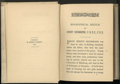 Addresses by Henry Drummond F.R.S.E., F.G.S. - The Bookstore