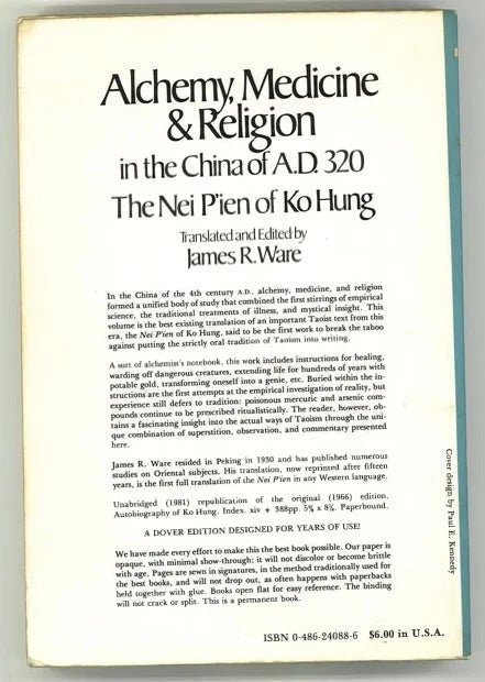 Alchemy, Medicine & Religion in the China of A.D. 320: The Nei P'ien of Ko Hung - The Bookstore