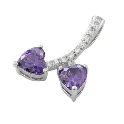 Amethyst Silver Cherry Heart Jewelry Set - The Bookstore