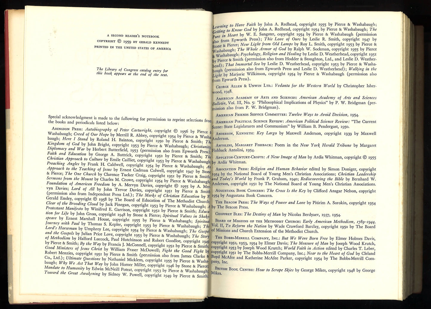A Second Reader's Notebook (1959) First Edition