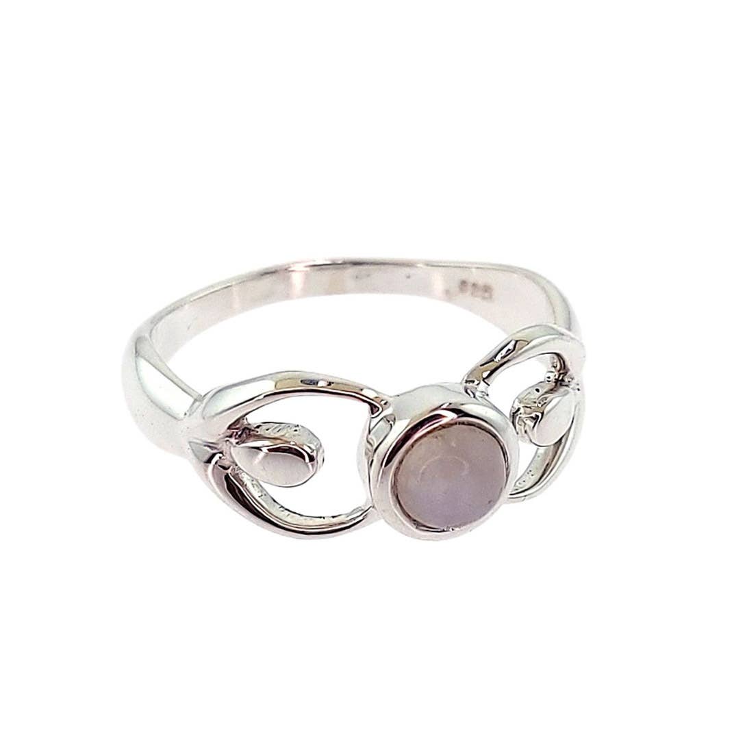 Goddess Rainbow Moonstone Silver Ring - Size 9