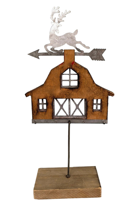 Barn Front on a Stick with Reindeer Weathervane — Wood & Vintage - Style Metal - The Bookstore