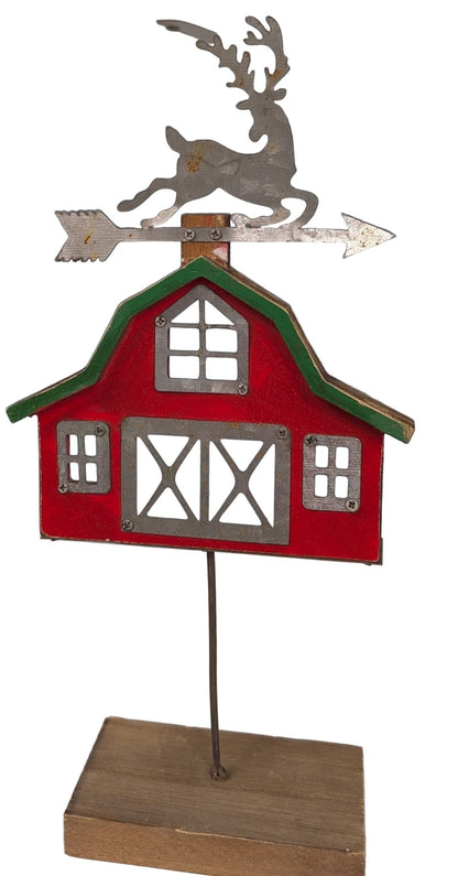 Barn Front on a Stick with Reindeer Weathervane — Wood & Vintage - Style Metal - The Bookstore