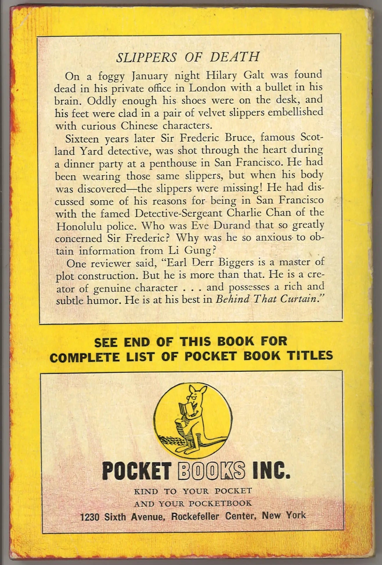 Behind That Curtain (A Charlie Chan Mystery) Pocket Book 191 - 1943 - The Bookstore