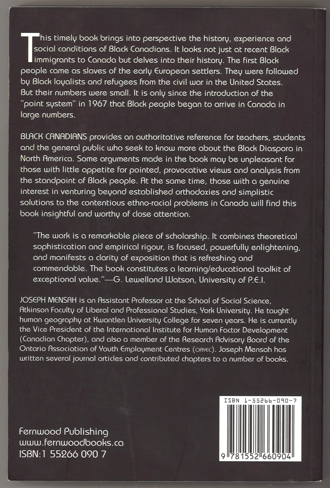 Black Canadians: History, Experience, Social Conditions - The Bookstore