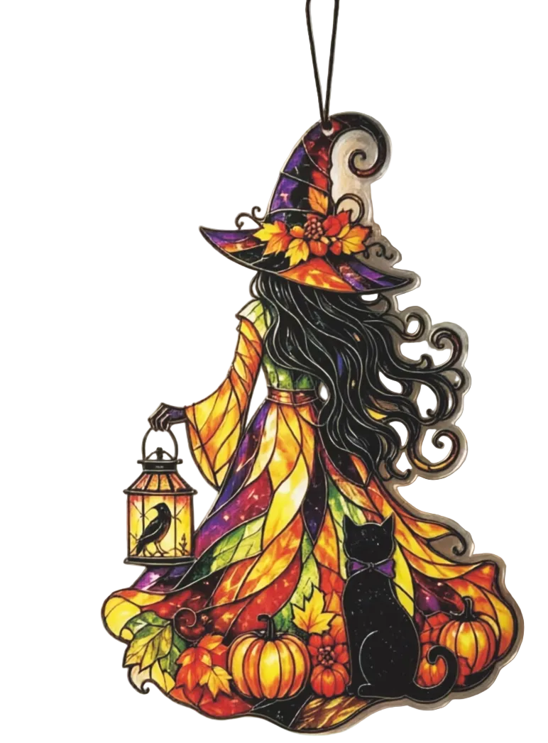 Black Cat & Witch Halloween Suncatcher