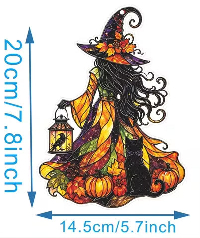 Black Cat & Witch Halloween Suncatcher
