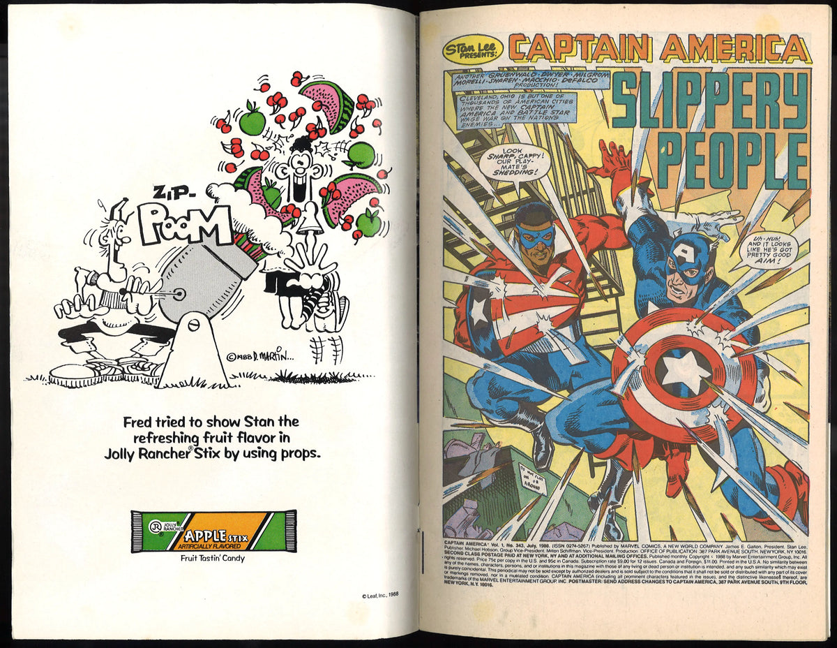 Captain America #343 – Newsstand Edition, July 1988