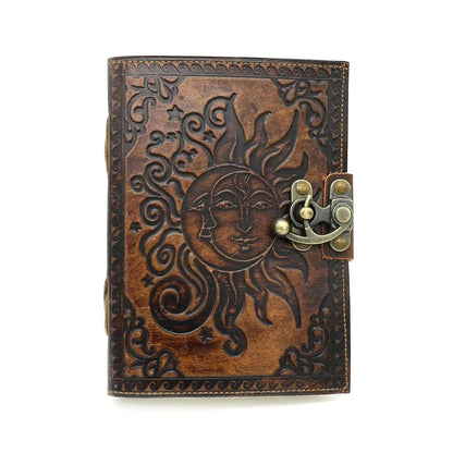 Celestial Embossed Leather Blank Journal Spell Book - The Bookstore