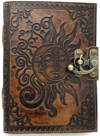 Celestial Embossed Leather Blank Journal Spell Book - The Bookstore