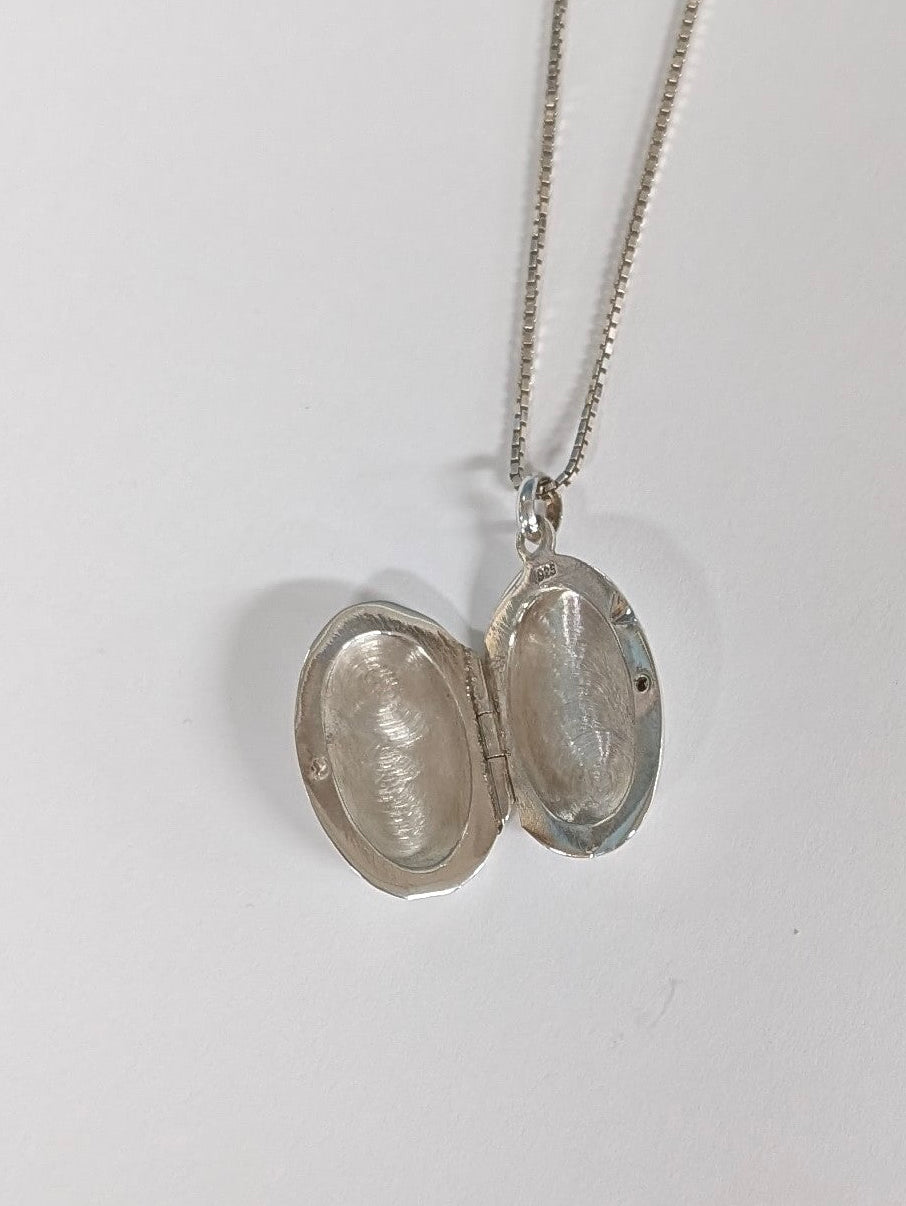 Classy Sterling Silver Locket Pendant 16" Necklace - The Bookstore