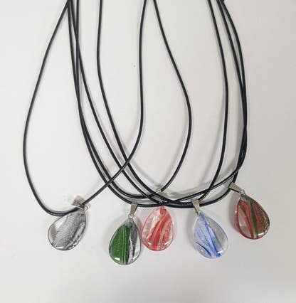 Colourful Glass Water Drop Necklace - The Bookstore