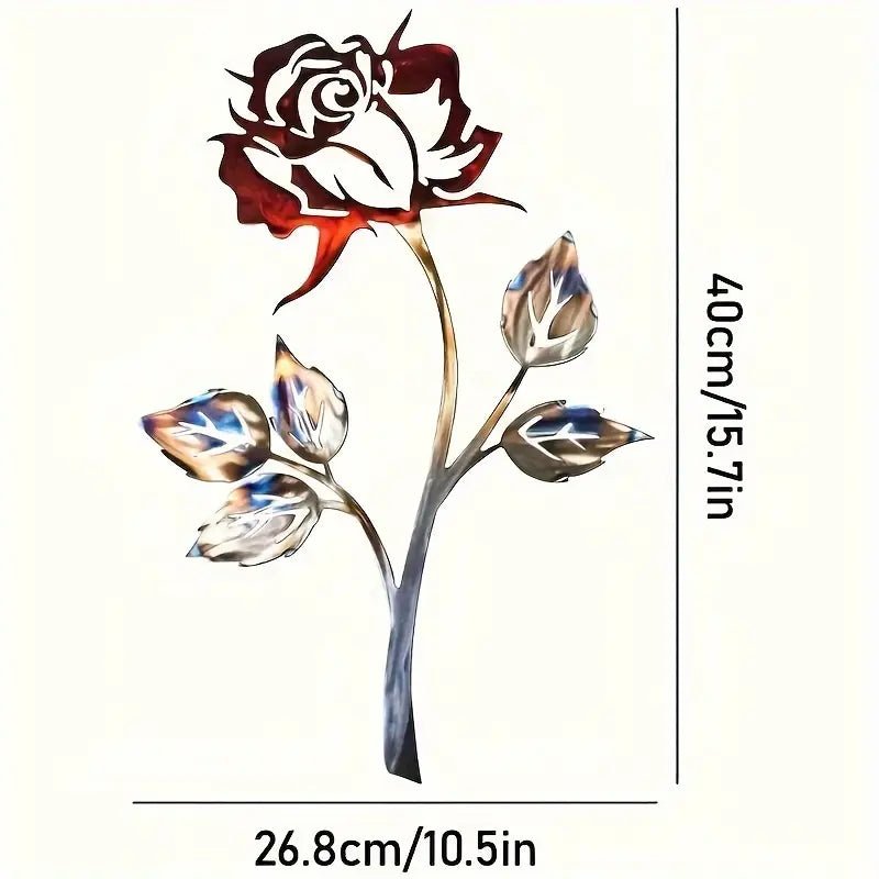 Contemporary Rose Metal Wall Art - The Bookstore