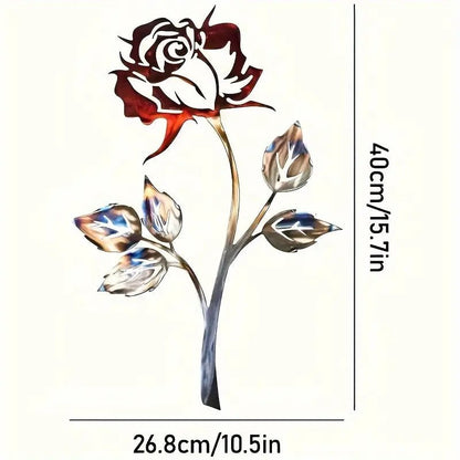 Contemporary Rose Metal Wall Art - The Bookstore