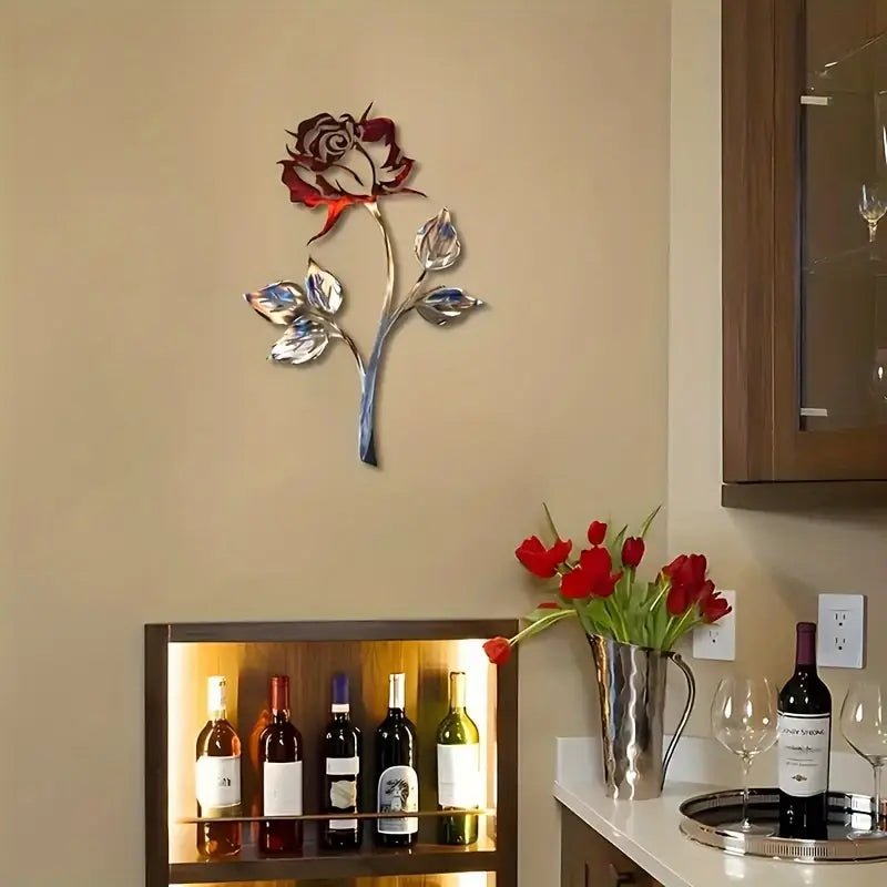 Contemporary Rose Metal Wall Art - The Bookstore