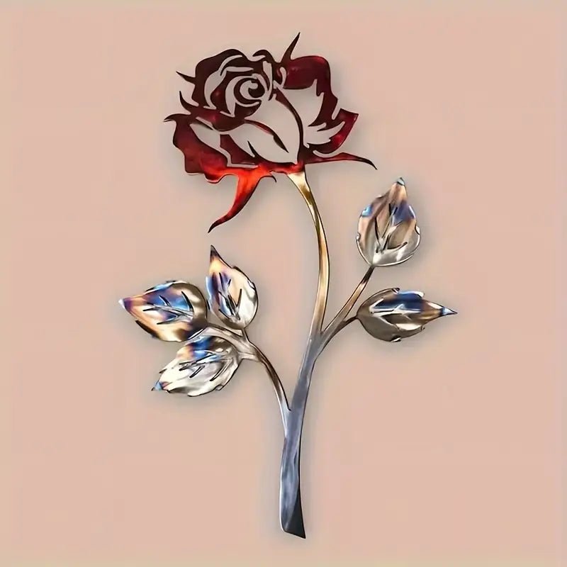 Contemporary Rose Metal Wall Art - The Bookstore