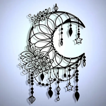Crescent Moon & Floral Metal Decor - The Bookstore