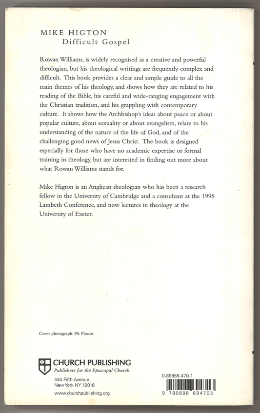Difficult Gospel: The Theology of Rowan Williams - The Bookstore