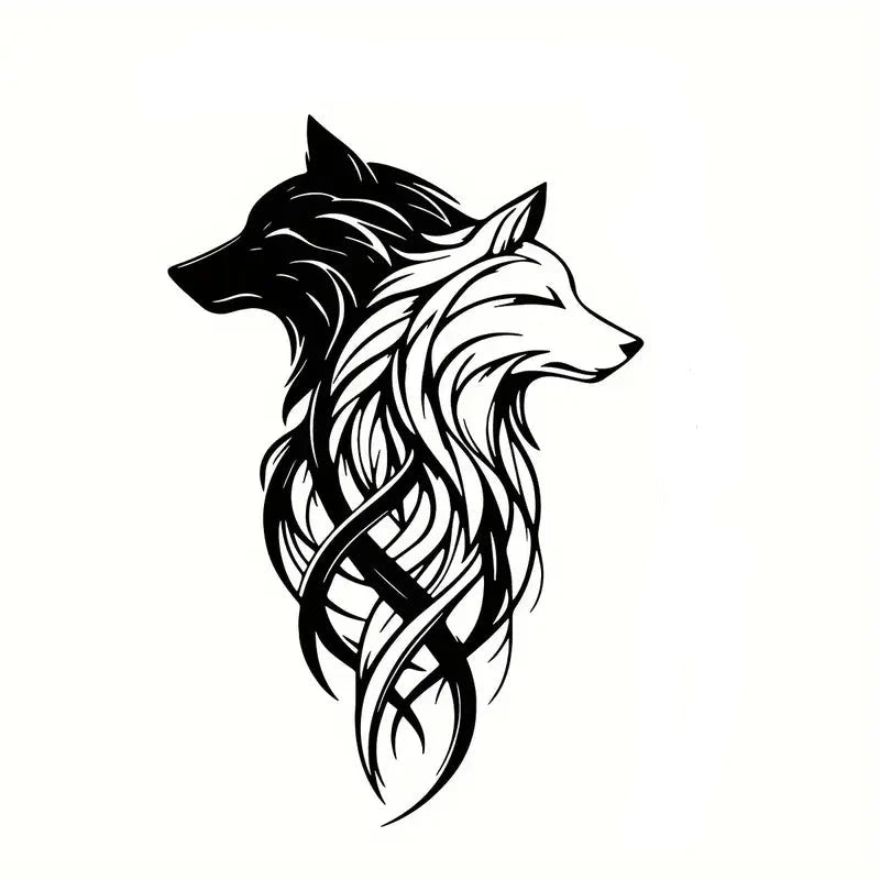 Double Wolf Head Metal Wall Art - The Bookstore