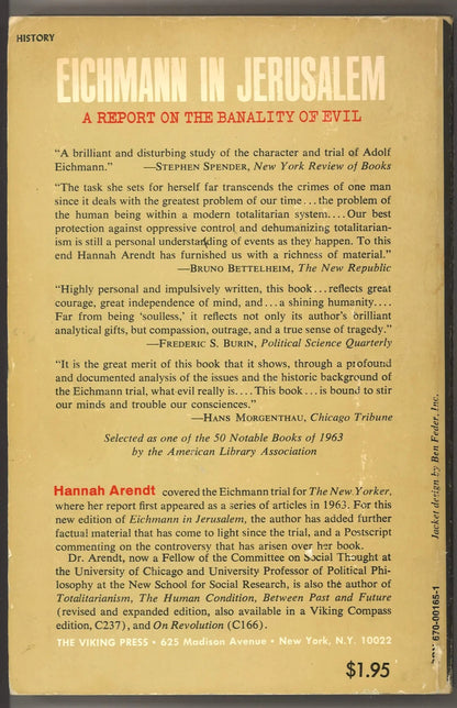 Eichmann in Jerusalem: A Report on The Banality of Evil (Revised & Enlarged Edition) - The Bookstore