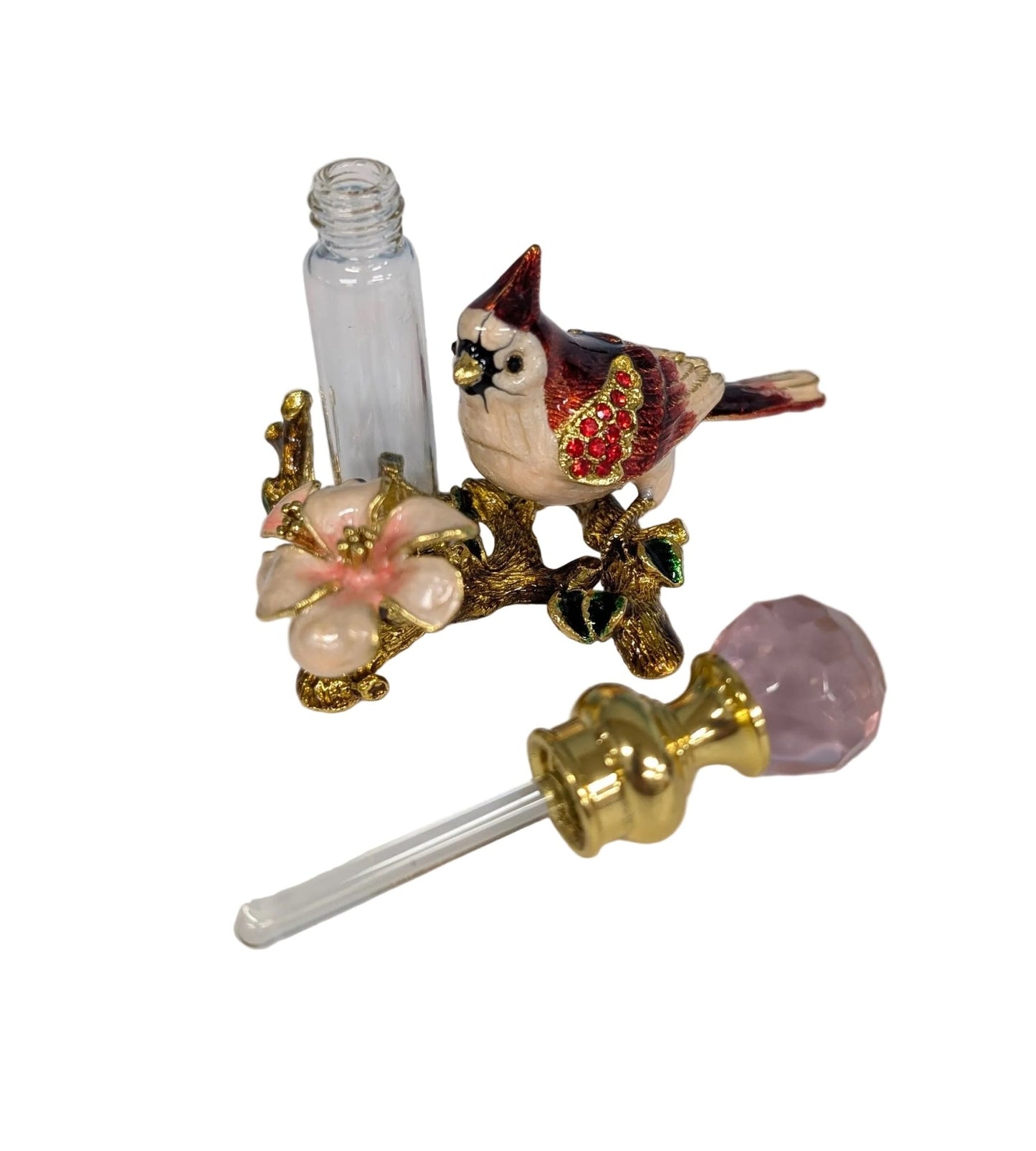 Enamel Bird Crystal Essential Oil / Perfume Bottle - The Bookstore