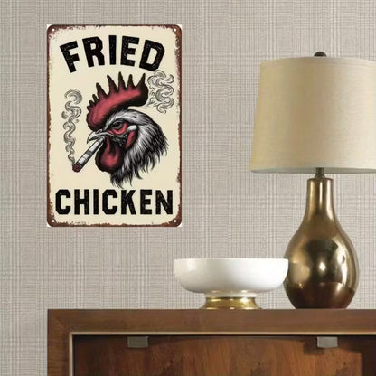 Fried Chicken Retro Tin Sign – Humorous Vintage Metal Wall Art