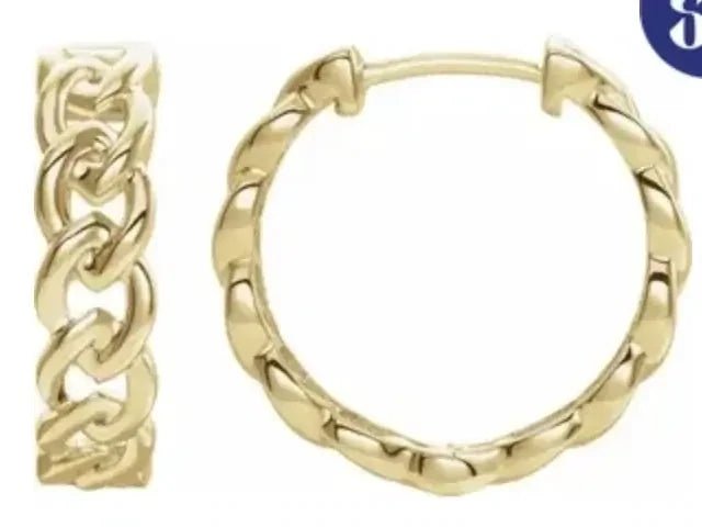 Gold 14K Chain Hoop Earrings - The Bookstore