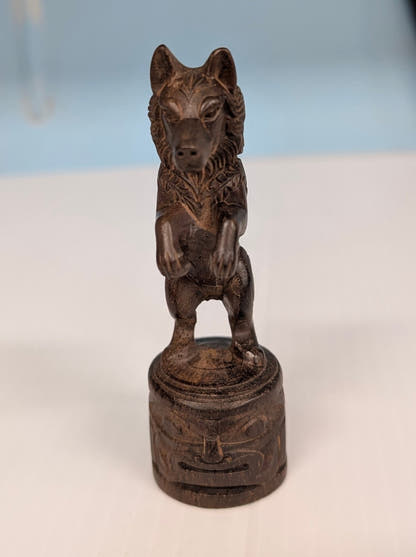 Hand Carved Wooden Wolf Figurine - The Bookstore