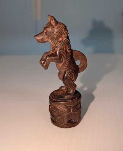 Hand Carved Wooden Wolf Figurine - The Bookstore