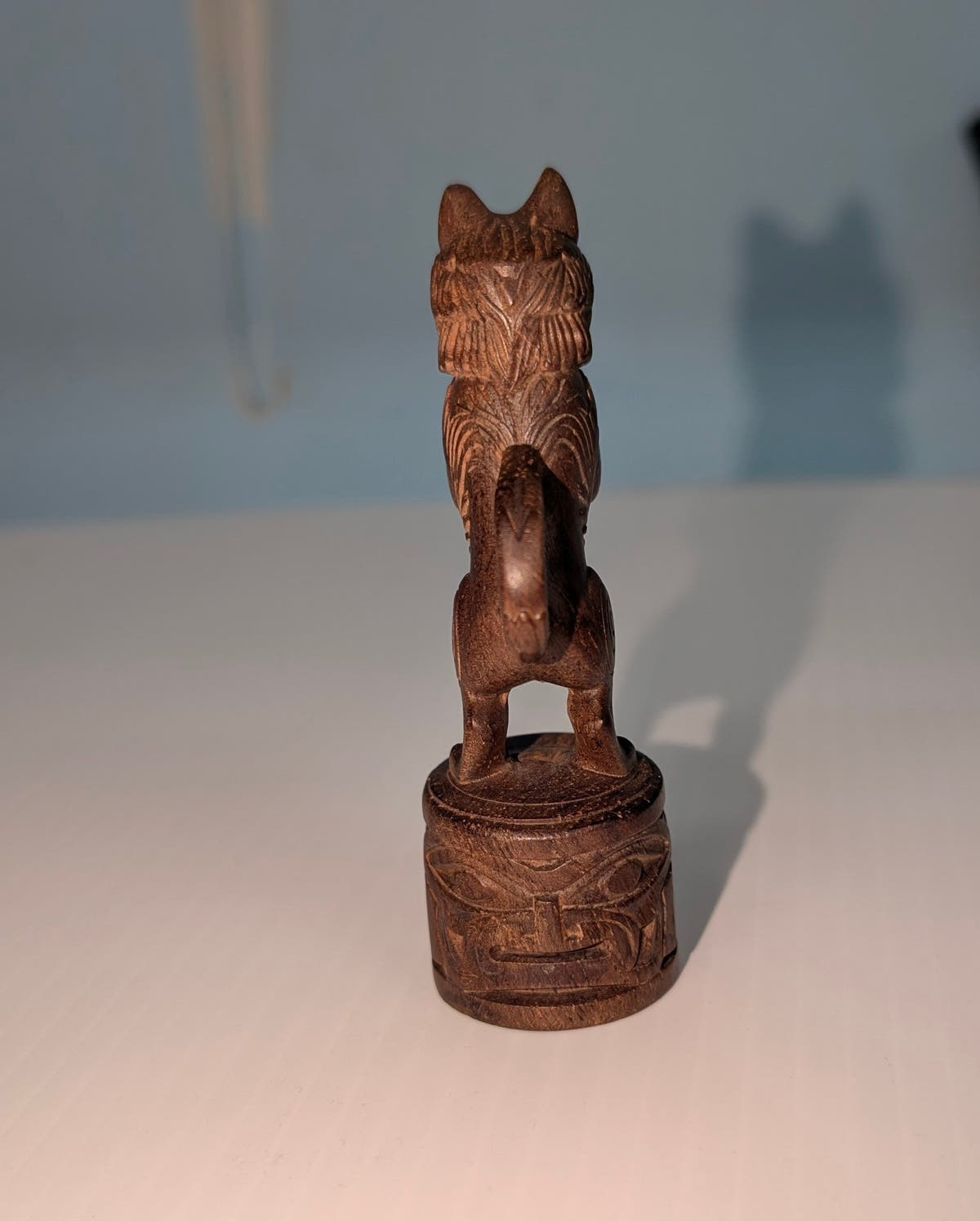 Hand Carved Wooden Wolf Figurine - The Bookstore