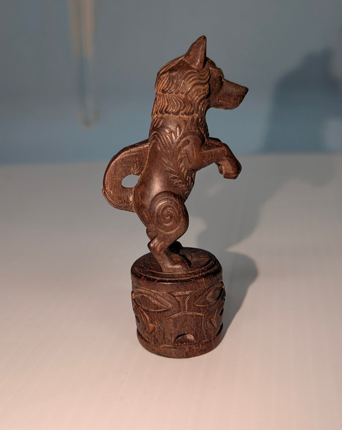 Hand Carved Wooden Wolf Figurine - The Bookstore